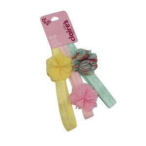 Claires 3 Pack Elastic Headbands Flower Accents For Girls Pastel Colors